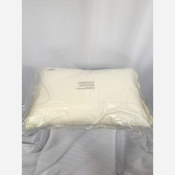 Lumbar Hand Woven Pillow – Cream Cotton with Fringe & Diamond Motifs, 22x14 - Picture 6 of 7